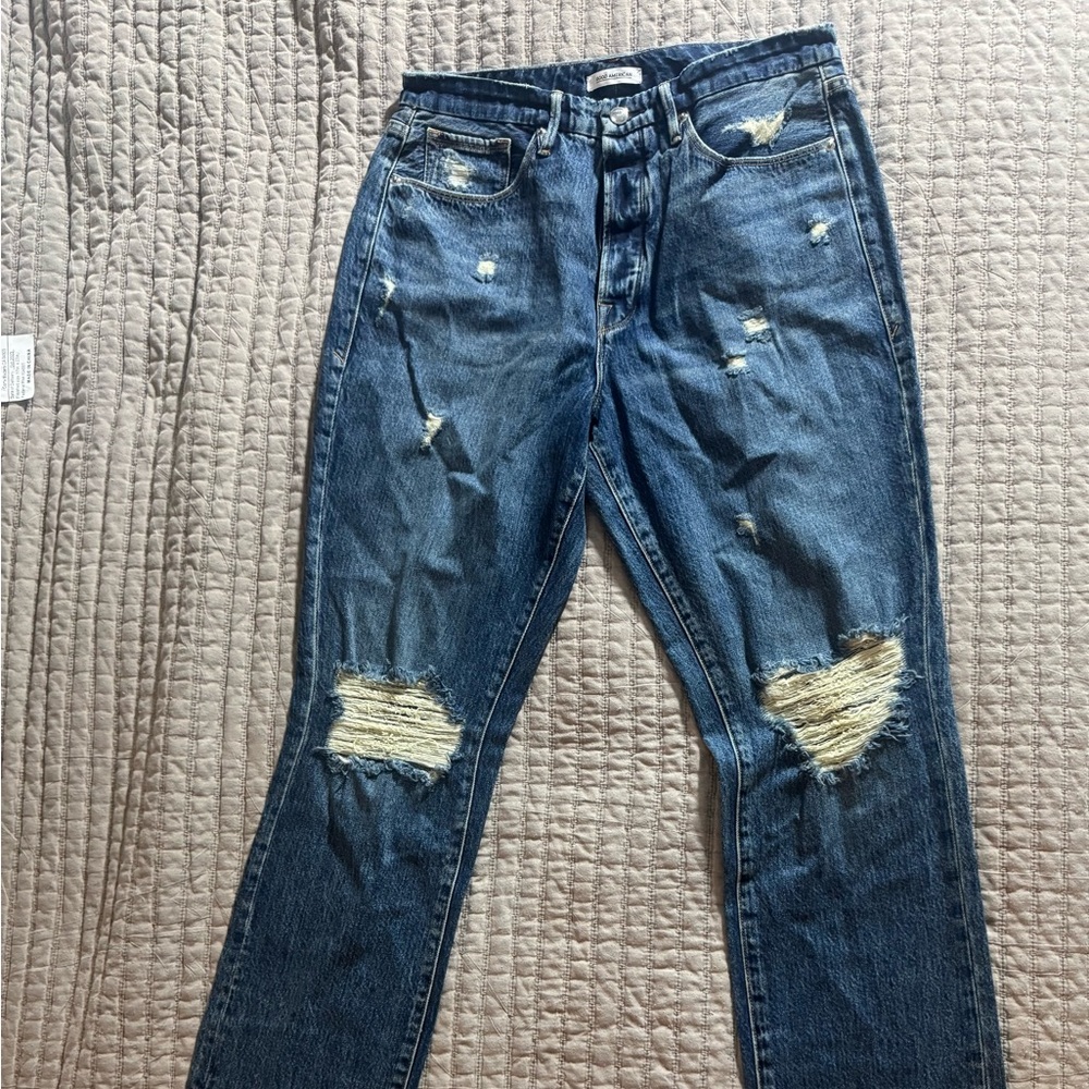 Good American Distressed Blue Jeans
